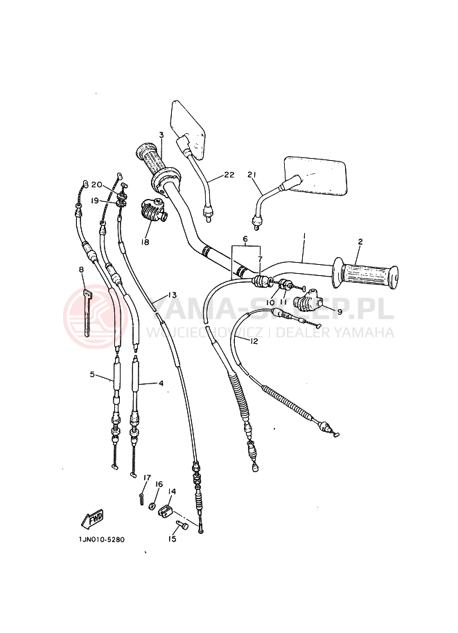 Schemat "Kierownica i osprzęt" do Yamaha SR400 SR400C