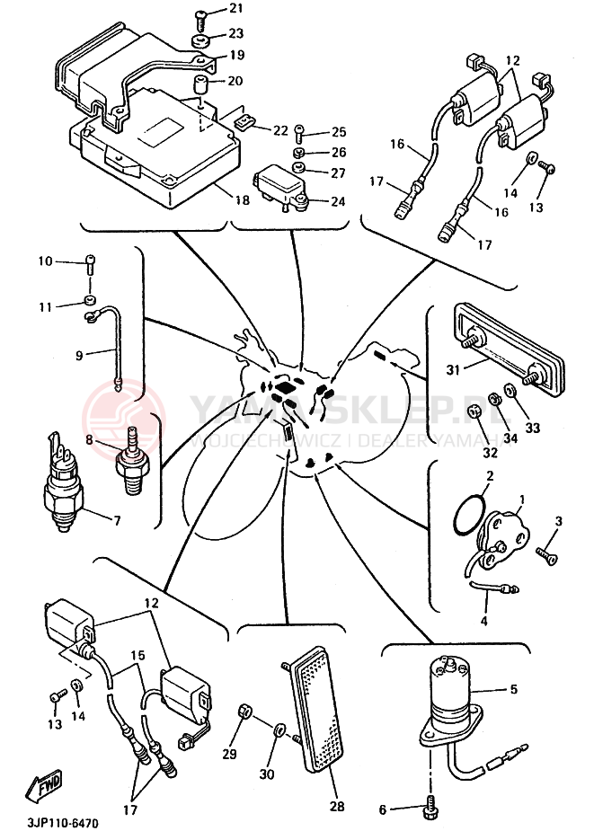 Schemat "układ elektryczny" do Yamaha VMX12 VMX12H VMAX