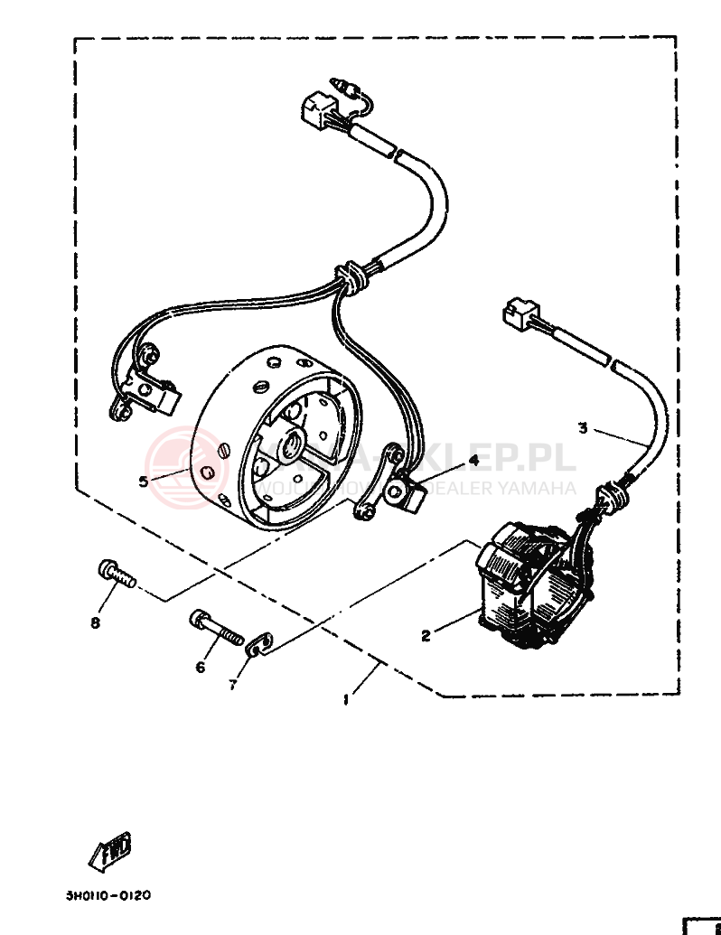 Schemat "prądnica" do Yamaha SR125