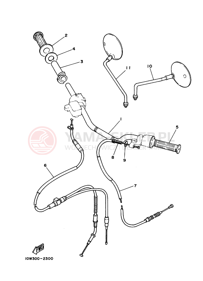 Schemat "Kierownica i osprzęt" do Yamaha RD75LC