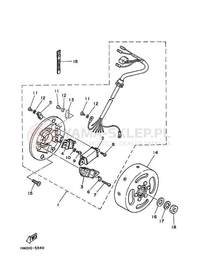 Schemat "prądnica" do Yamaha RZ50
