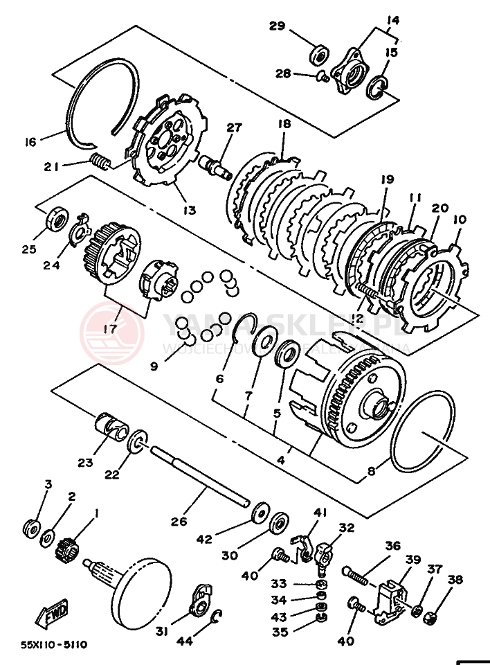 Schemat "sprzęgło" do Yamaha MOTO 4 - 80
