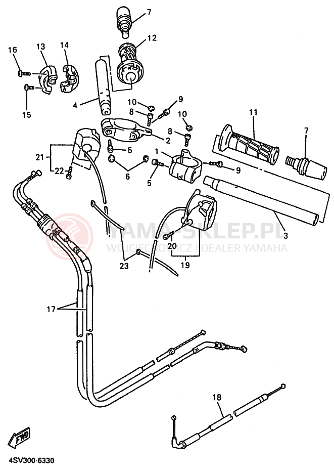 Schemat "Kierownica i osprzęt" do Yamaha YZF1000R THUNDERACE