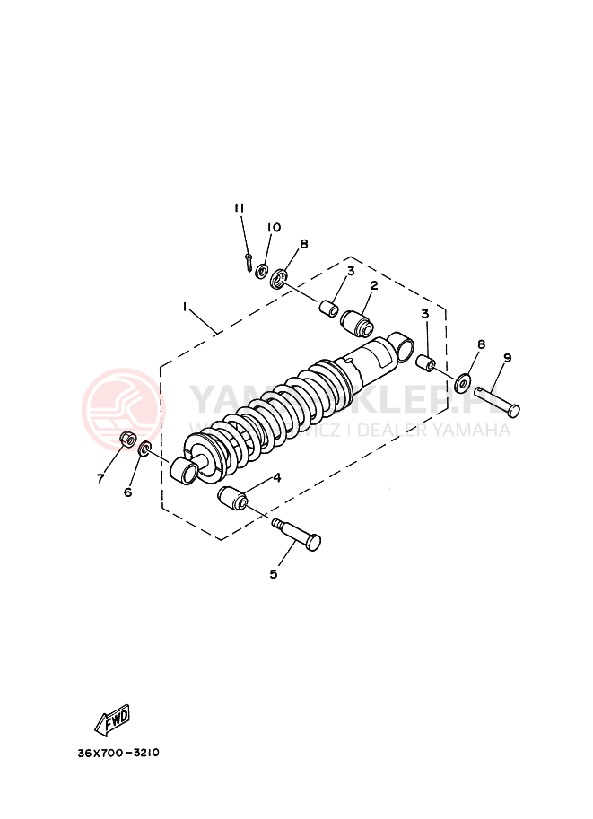 Schemat "zawieszenie tył" do Yamaha AG200E