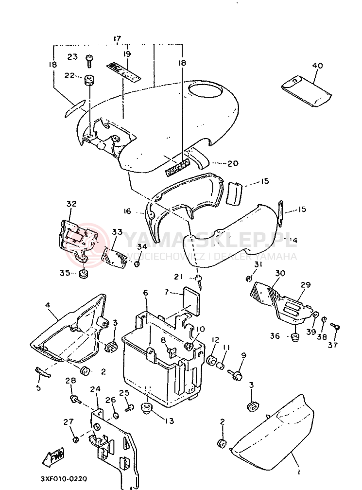 Schemat "Pokrywa boczna" do Yamaha FZX750