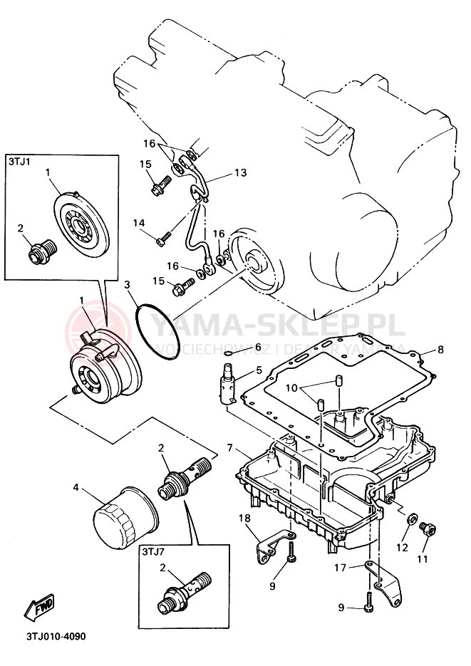 Schemat "Filtr oleju" do Yamaha FZR400RR