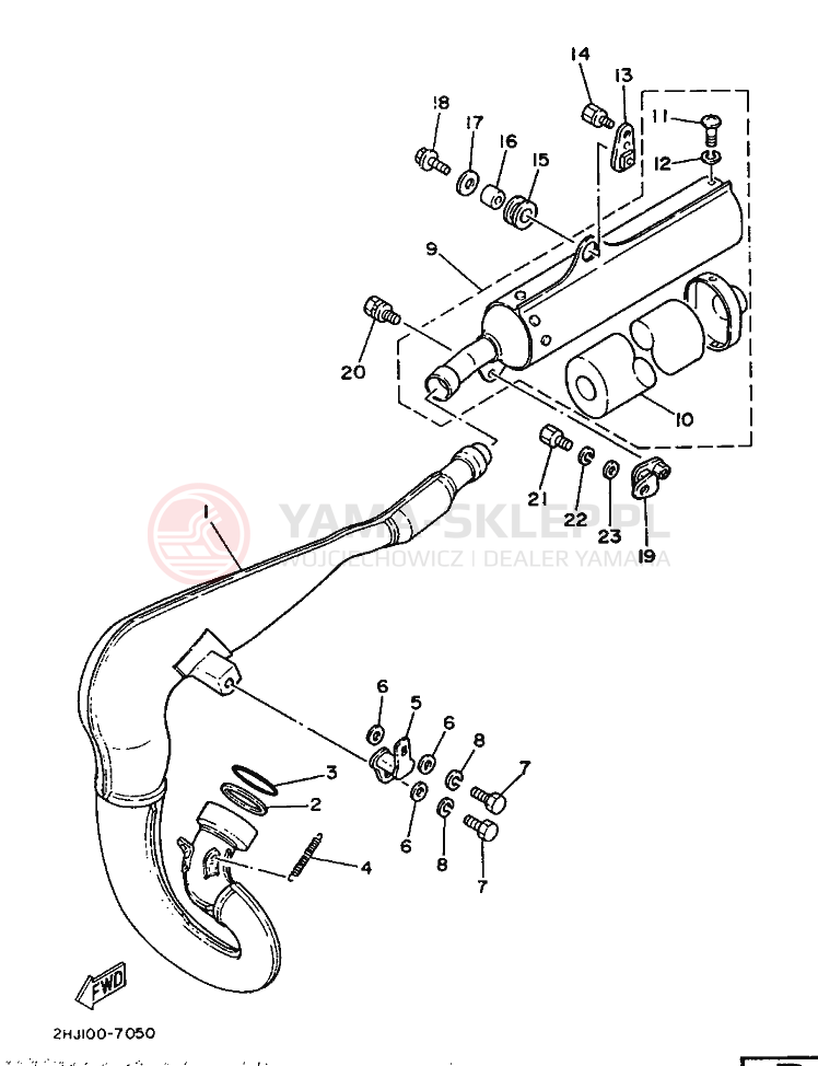 Schemat "Wydech końcowy" do Yamaha YZ490 YZ490U