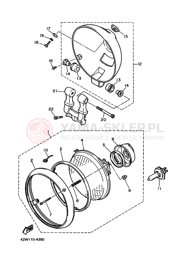 Schemat "Lampa przód" do Yamaha XV1100 VIRAGO