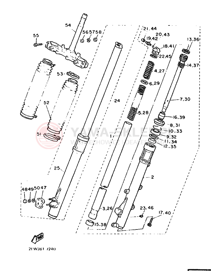 Schemat "Amortyzatory przód" do Yamaha XT600Z