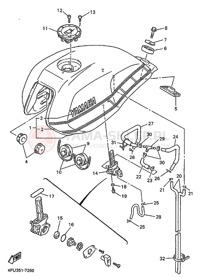 Schemat "zbiornik paliwa" do Yamaha XJR1200SP