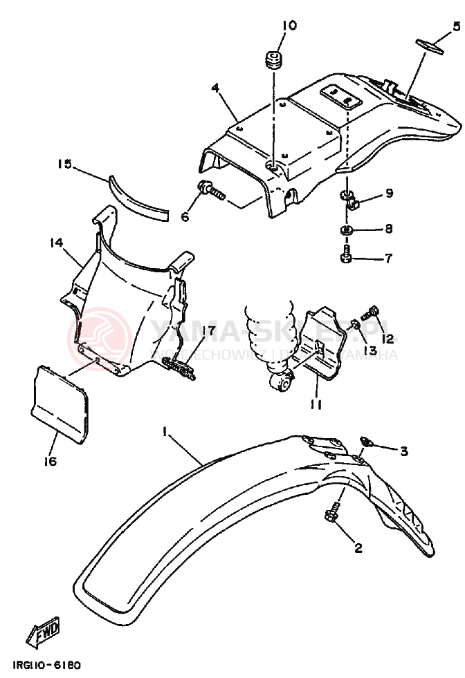 Schemat "błotnik" do Yamaha TT350