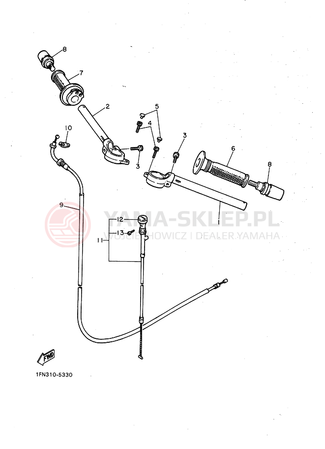 Schemat "Kierownica i osprzęt" do Yamaha FZ750