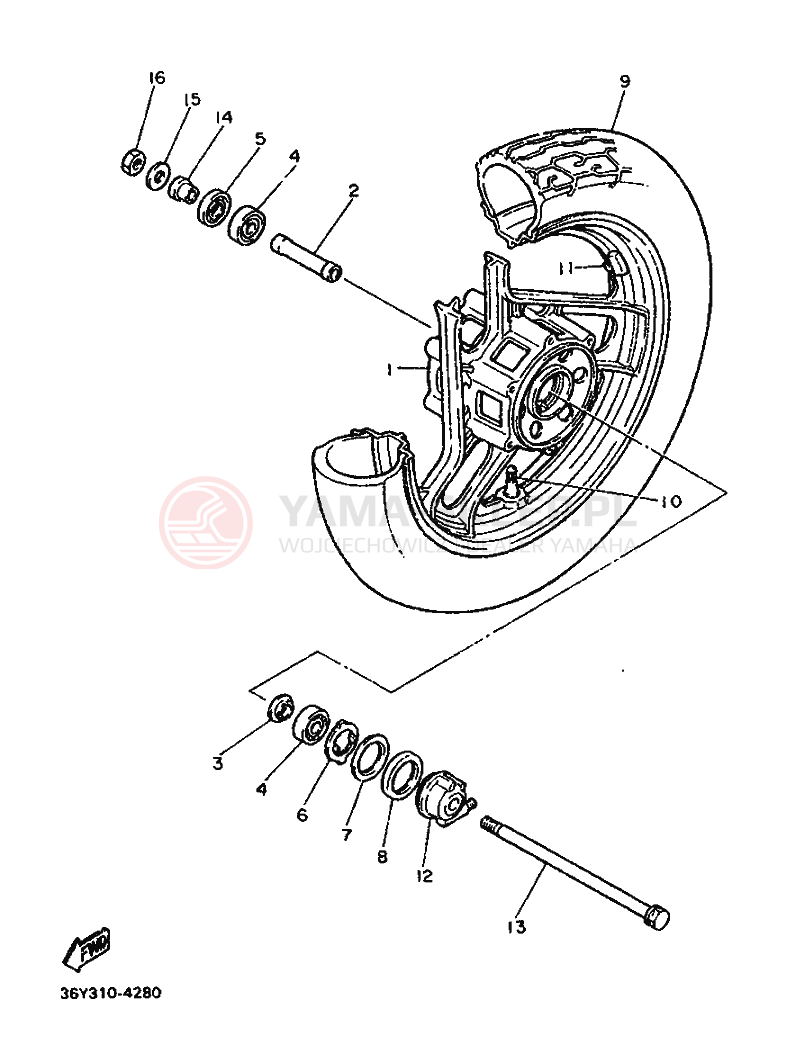 Schemat "Koło przód" do Yamaha FJ1200