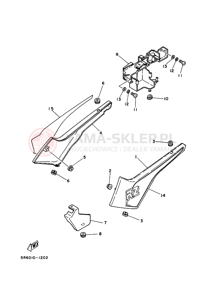 Schemat "Pokrywa boczna" do Yamaha RZ50