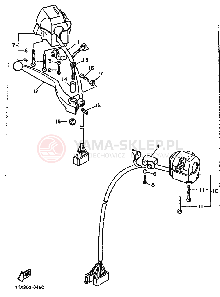 Schemat "Kierownica i osprzęt" do Yamaha FJ1200