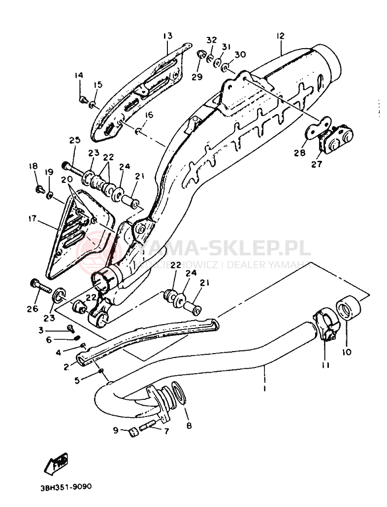Schemat "Wydech końcowy" do Yamaha XT500