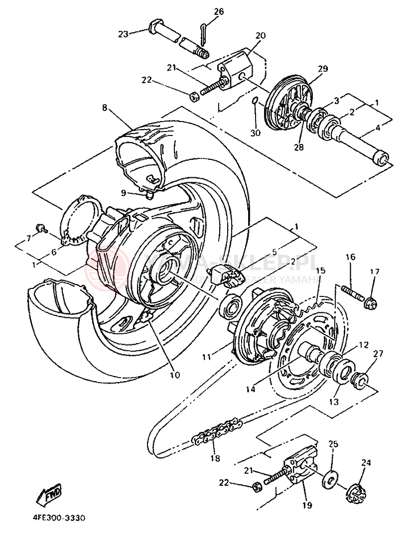 Schemat "Koło tył" do Yamaha GTS1000A
