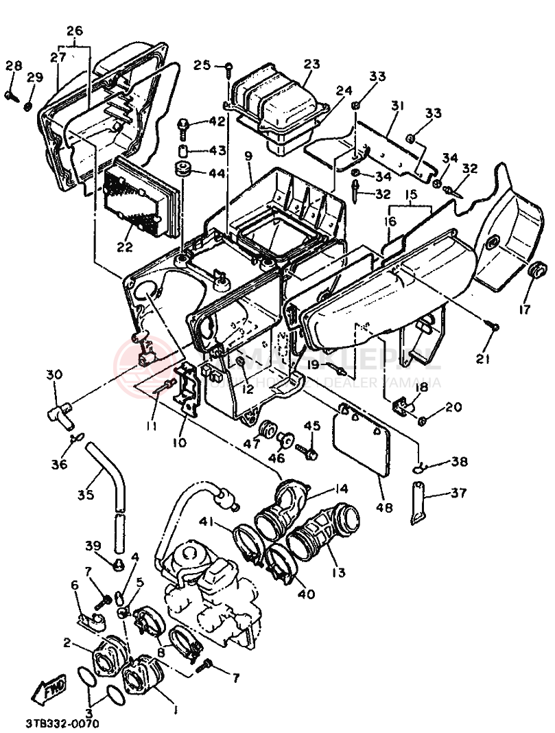 Schemat "Wtrysk paliwa" do Yamaha XT500E