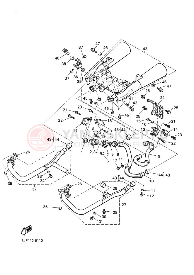 Schemat "Wydech końcowy" do Yamaha VMX12 VMAX
