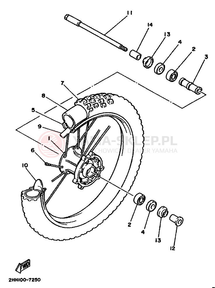 Schemat "Koło przód" do Yamaha YZ250