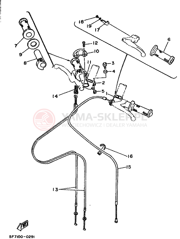 Schemat "Kierownica i osprzęt" do Yamaha TZ250
