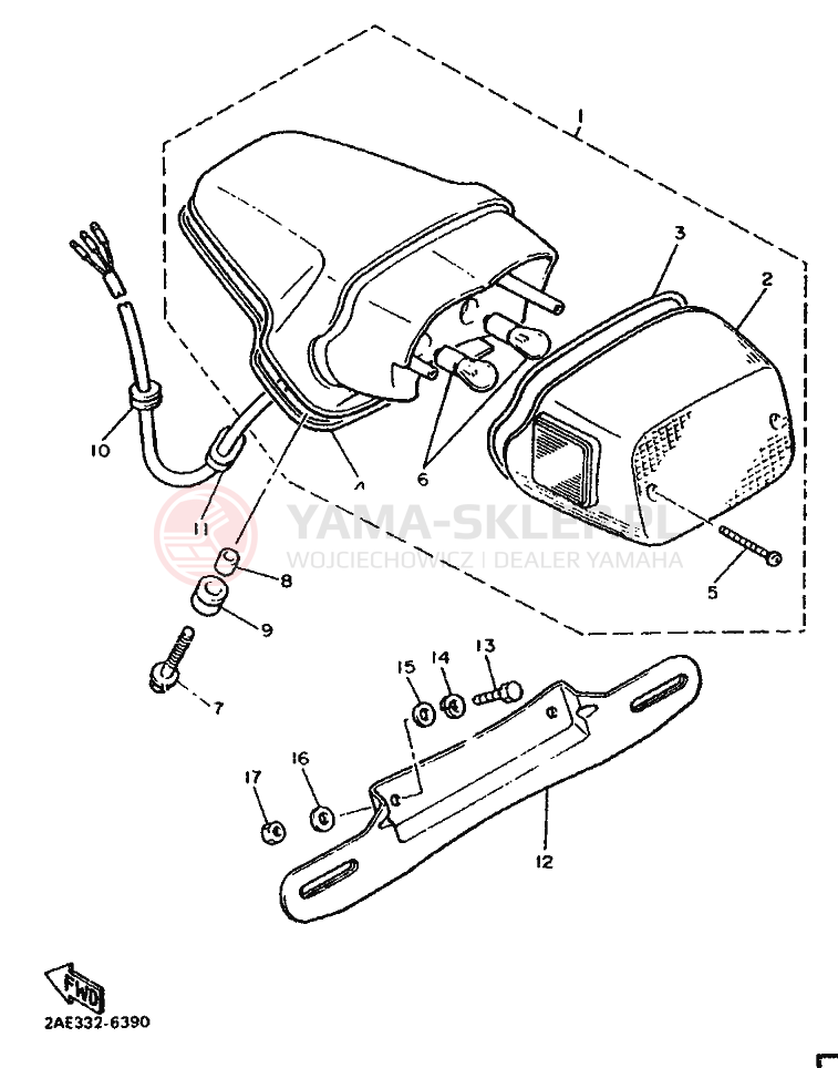 Schemat "Oświetlenie tył" do Yamaha XV1000