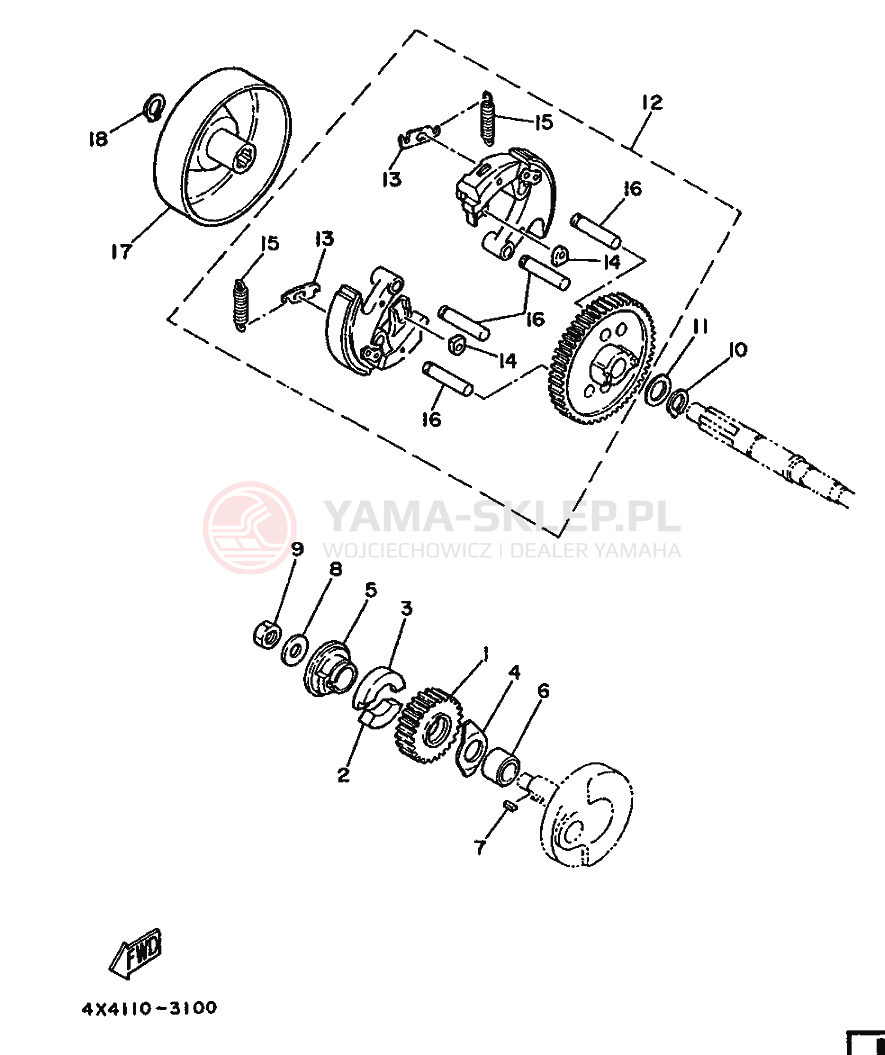 Schemat "sprzęgło" do Yamaha PW50S