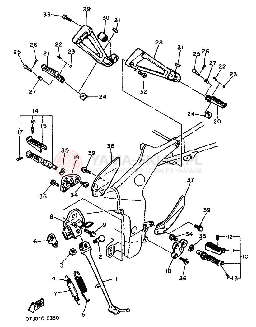 Schemat "Stopka postojowa i podnóżki" do Yamaha FZR400RR