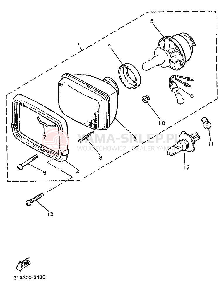 Schemat "Lampa przód" do Yamaha XJ600