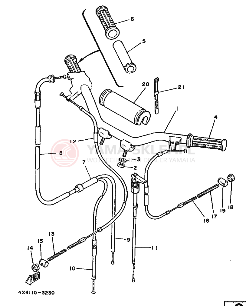 Schemat "Kierownica i osprzęt" do Yamaha PW50S