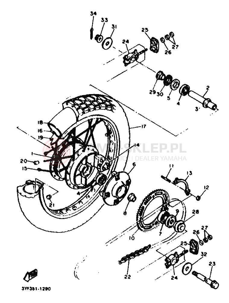 Schemat "Koło tył" do Yamaha XTZ660