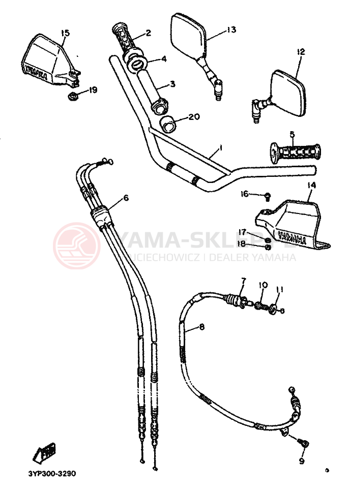 Schemat "Kierownica i osprzęt" do Yamaha XT600