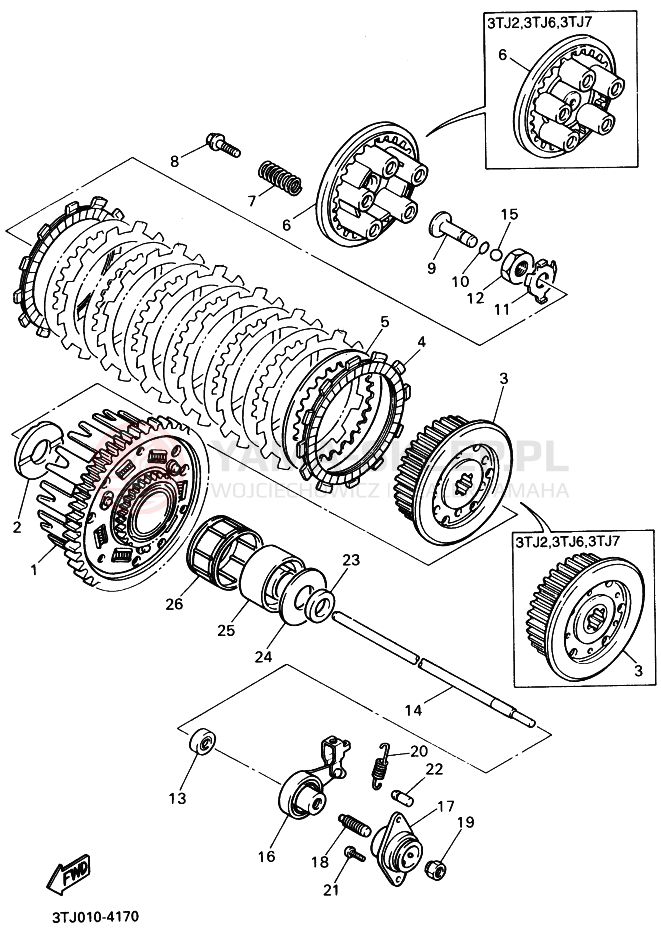 Schemat "sprzęgło" do Yamaha FZR400RR-SP