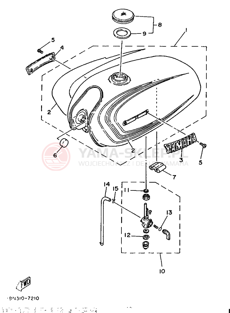 Schemat "zbiornik paliwa" do Yamaha YB100