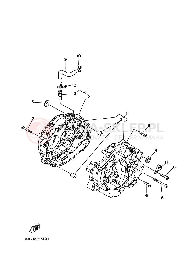 Schemat "Obudowa silnika" do Yamaha AG200