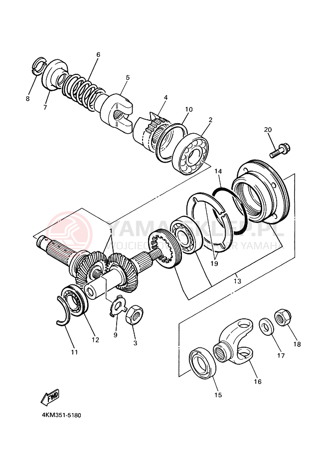 Schemat "PRZEKŁADNIA POŚREDNIA" do Yamaha XJ900S DIVERSION