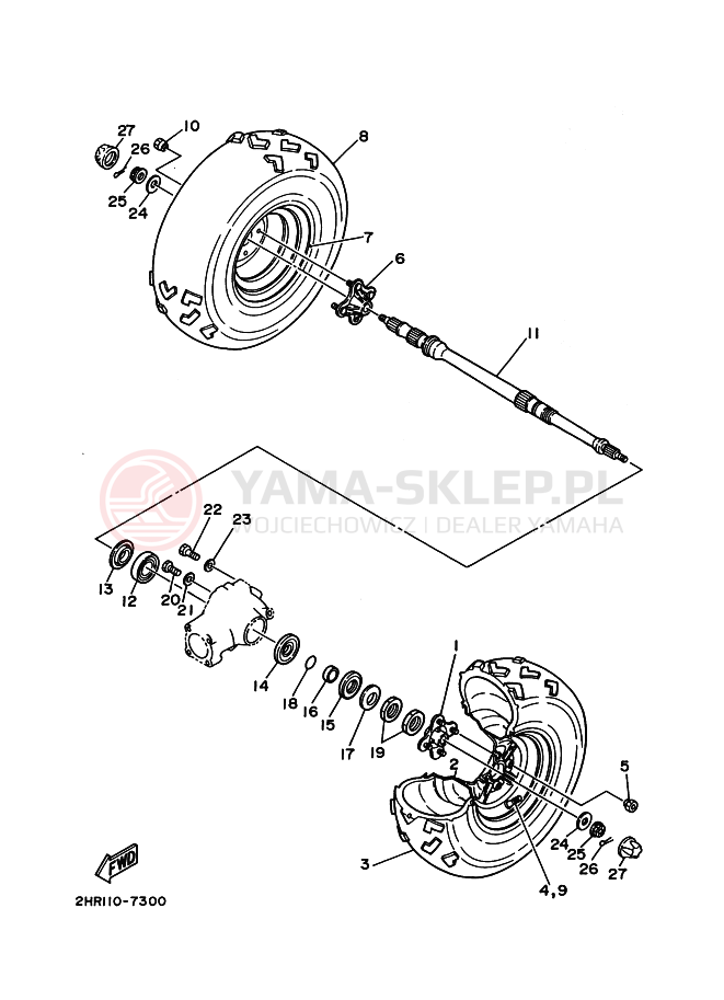 Schemat "Koło tył" do Yamaha BIG BEAR 350