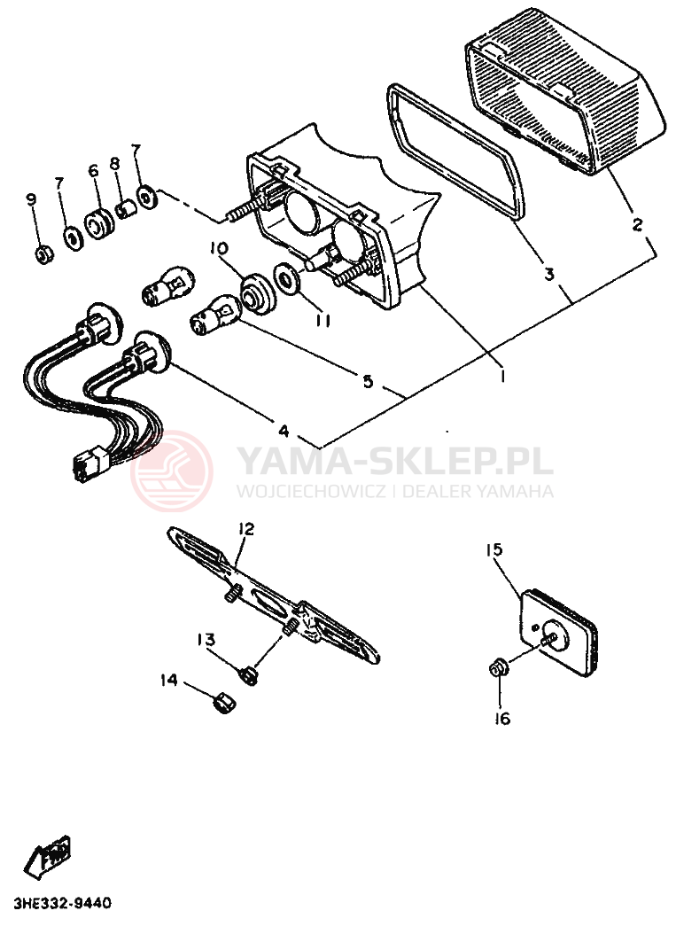 Schemat "lampa tył" do Yamaha FZR500