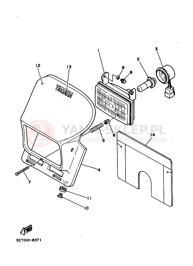 Schemat "Lampa przód" do Yamaha DT200R