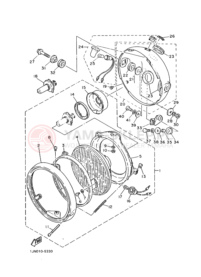 Schemat "Lampa przód" do Yamaha SR400 SR400C