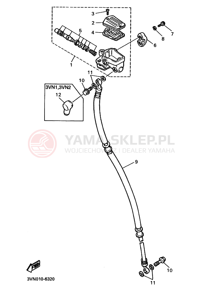 Schemat "Pompa hamulcowa przednia" do Yamaha SRX400