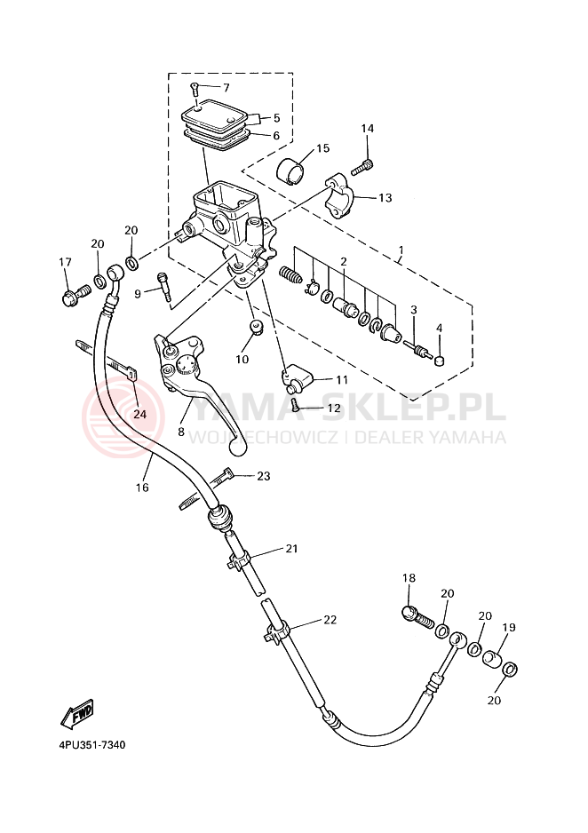 Schemat "Pompa hamulcowa przednia" do Yamaha XJR1300