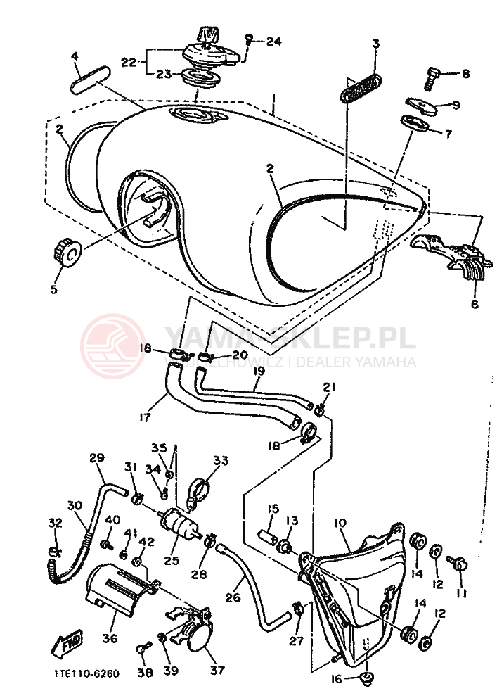 Schemat "zbiornik paliwa" do Yamaha XV1100 VIRAGO