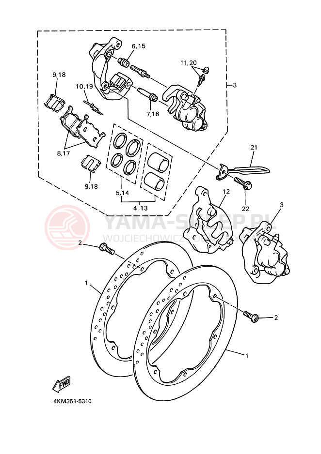 Schemat "Układ hamulcowy przód" do Yamaha XJ900S DIVERSION