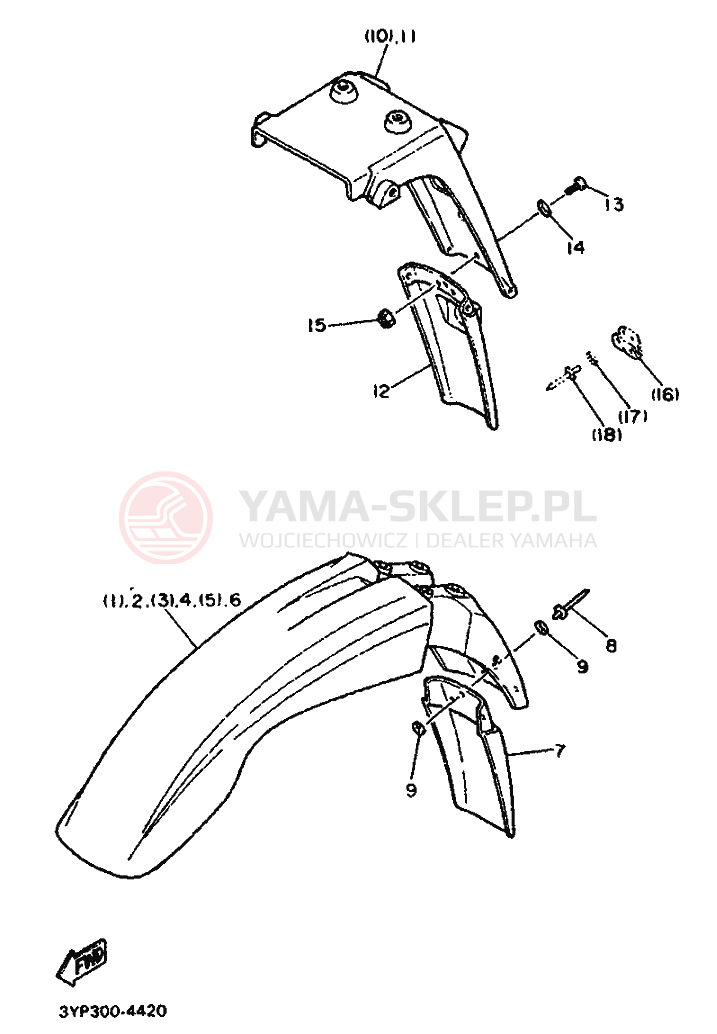Schemat "Zawieszenie przód" do Yamaha XT600