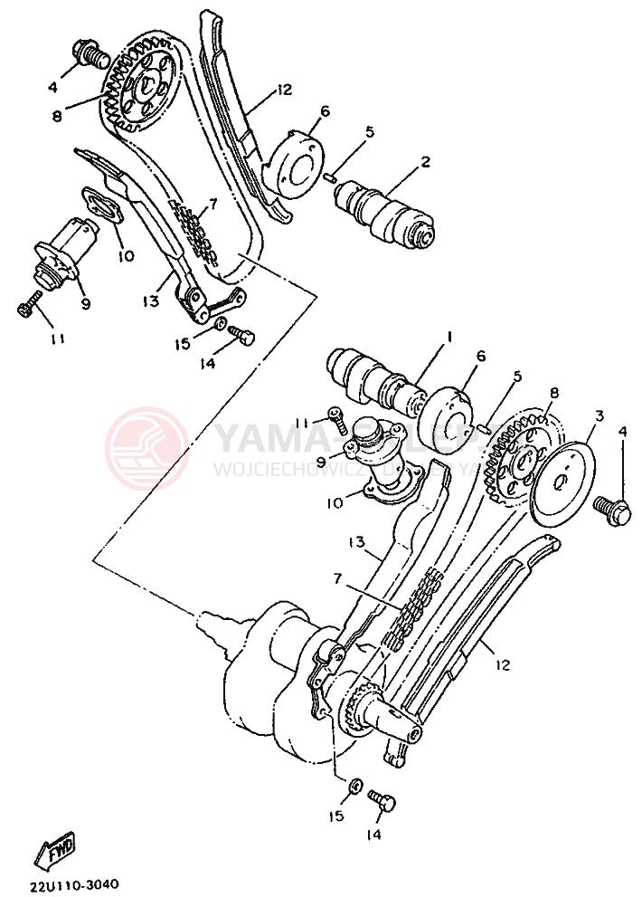 Schemat "Wałek rozrządu" do Yamaha XV500 VIRAGO