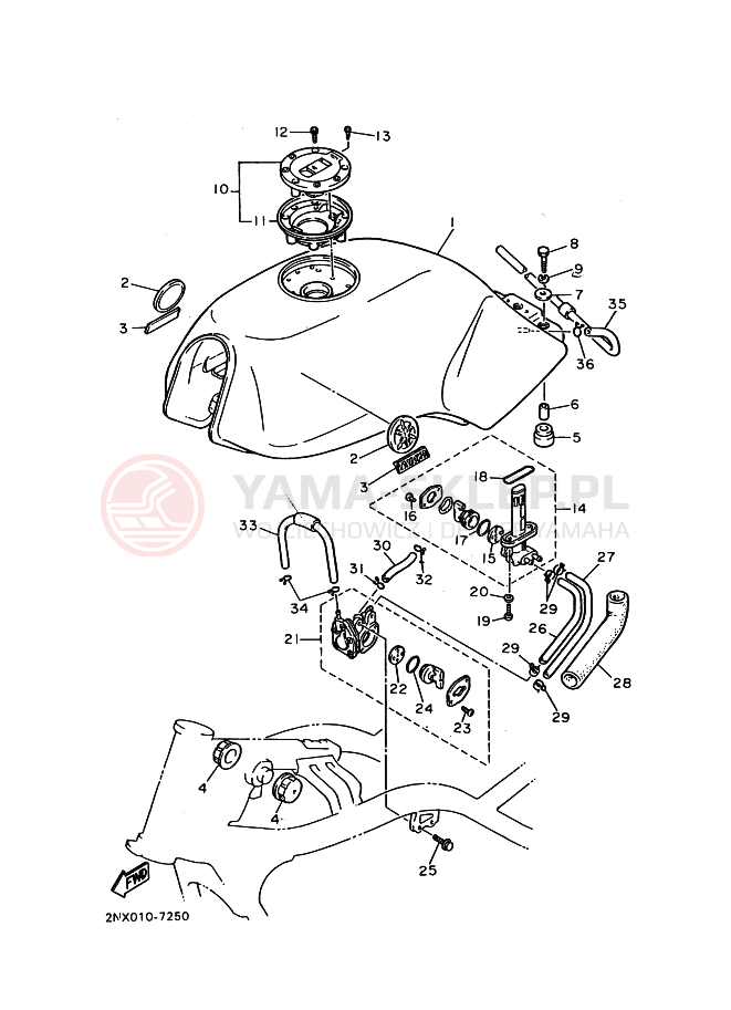 Schemat "zbiornik paliwa" do Yamaha SRX400