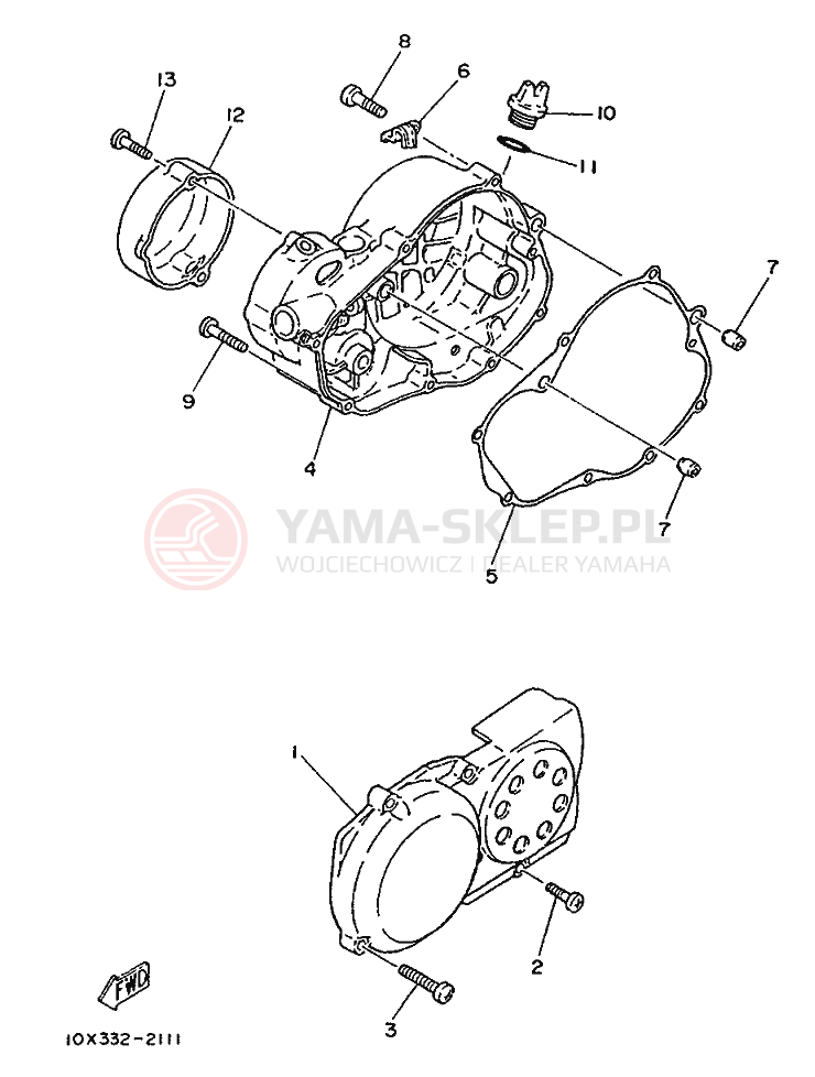 Schemat "Pokrywa silnika" do Yamaha RD75LC