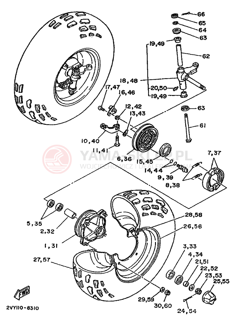 Schemat "Koło przód" do Yamaha YFM200DX