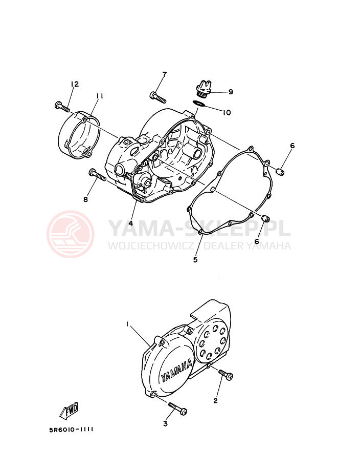 Schemat "Pokrywa silnika" do Yamaha RZ50